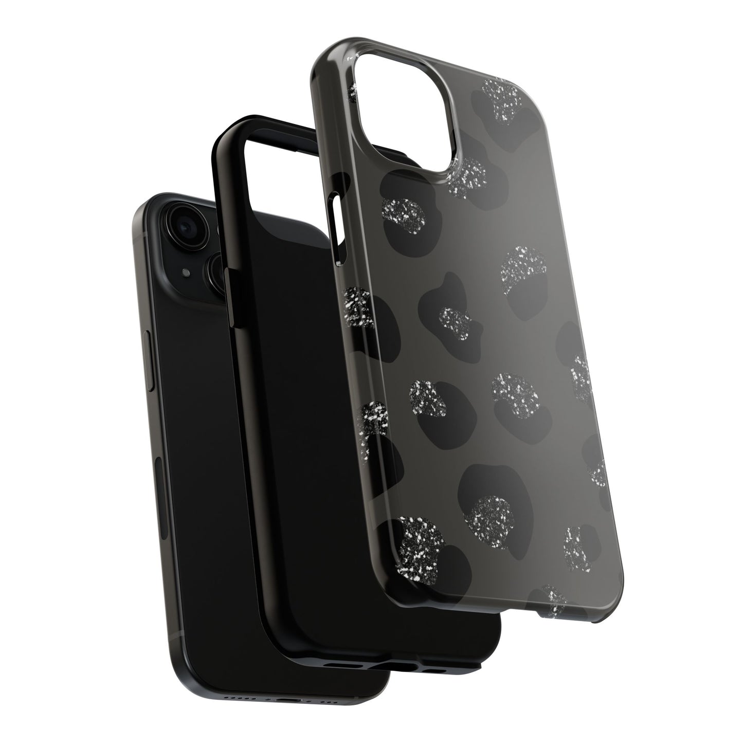 Black Glitter Leopard iPhone Tough Case