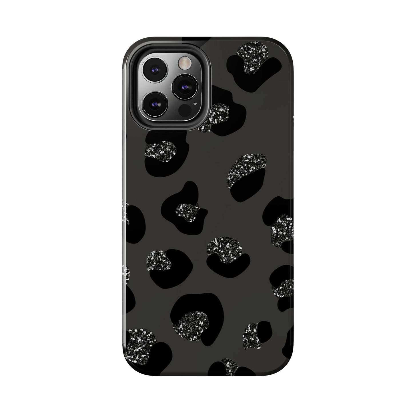Black Glitter Leopard iPhone Tough Case