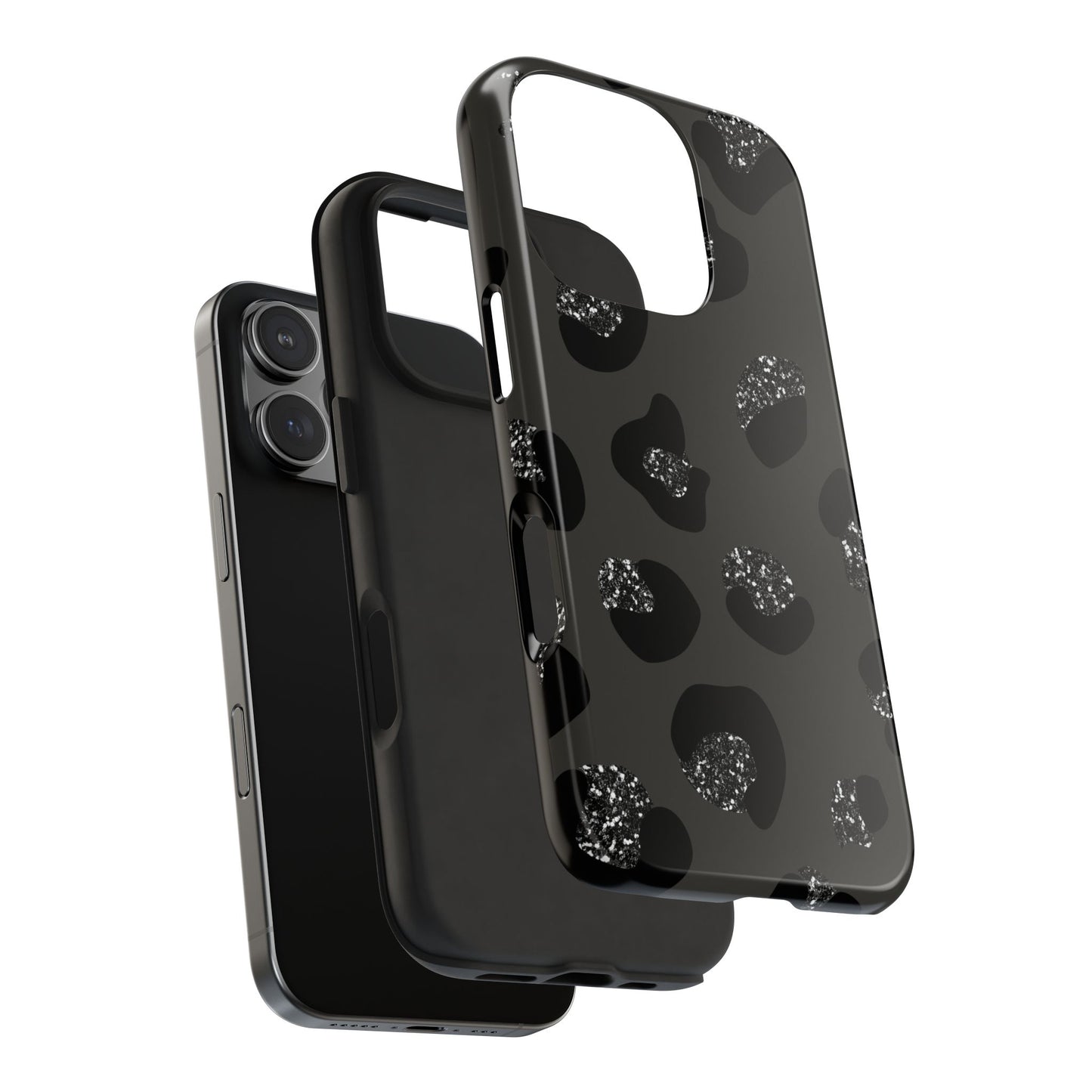 Black Glitter Leopard iPhone Tough Case