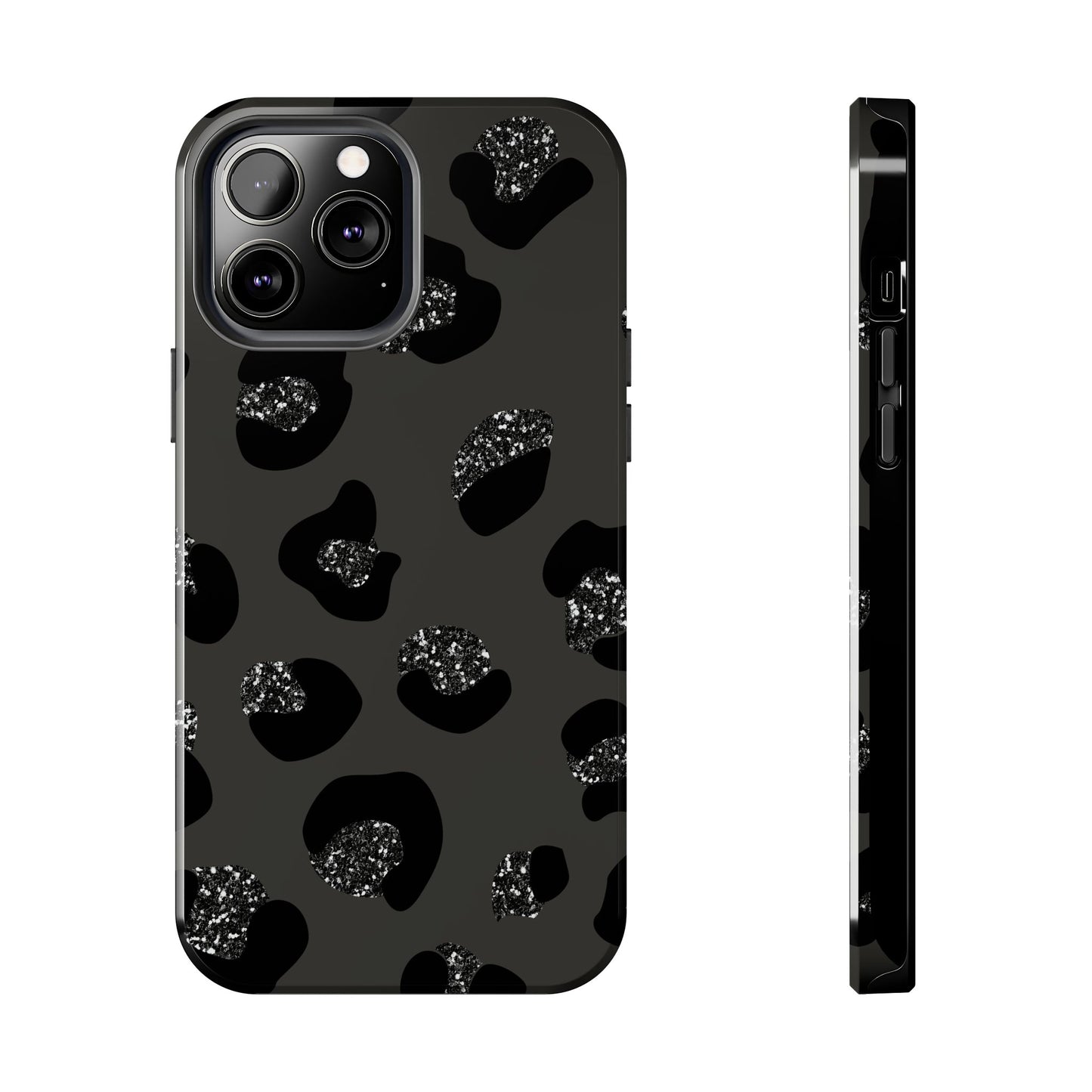 Black Glitter Leopard iPhone Tough Case