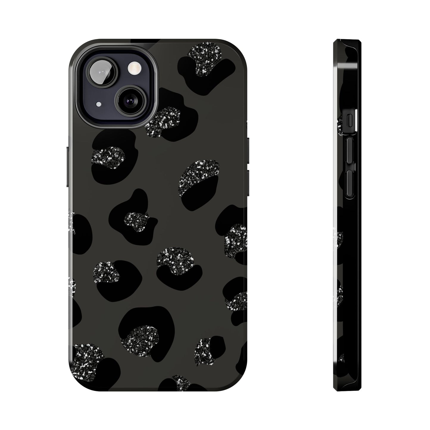 Black Glitter Leopard iPhone Tough Case