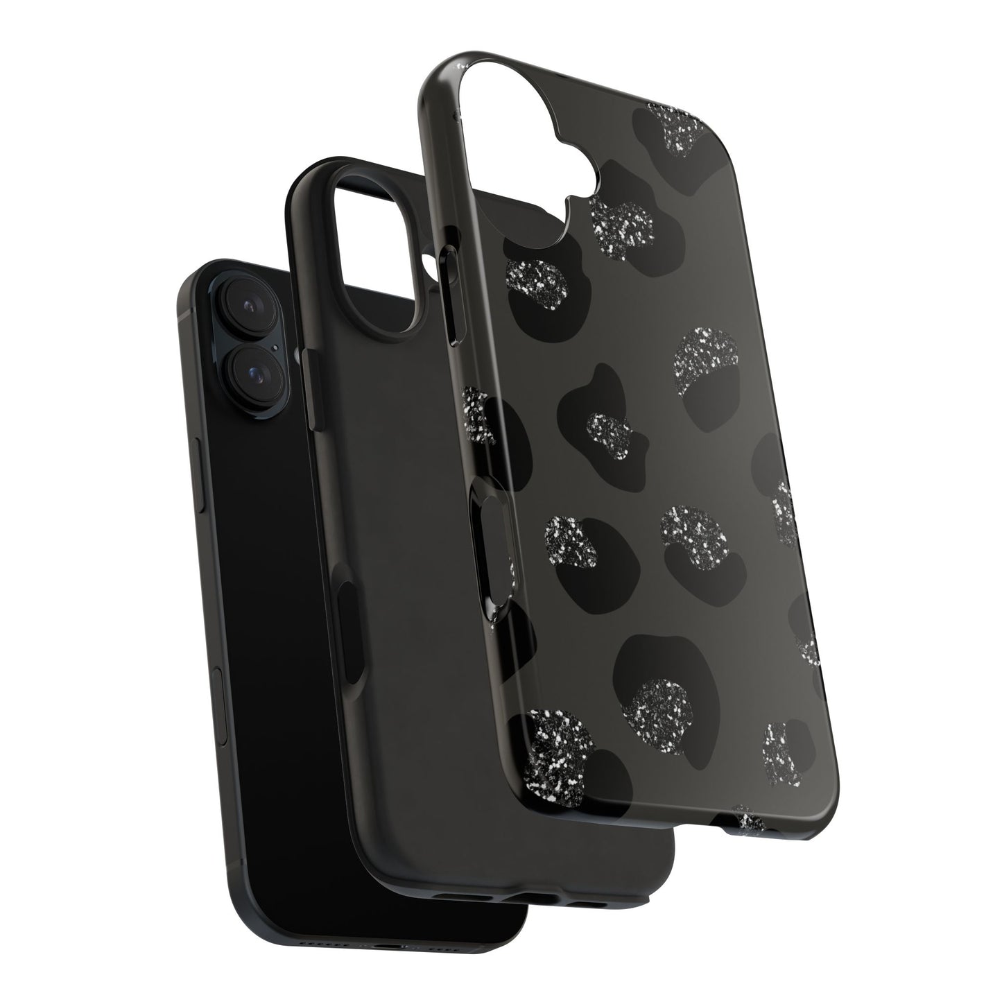 Black Glitter Leopard iPhone Tough Case