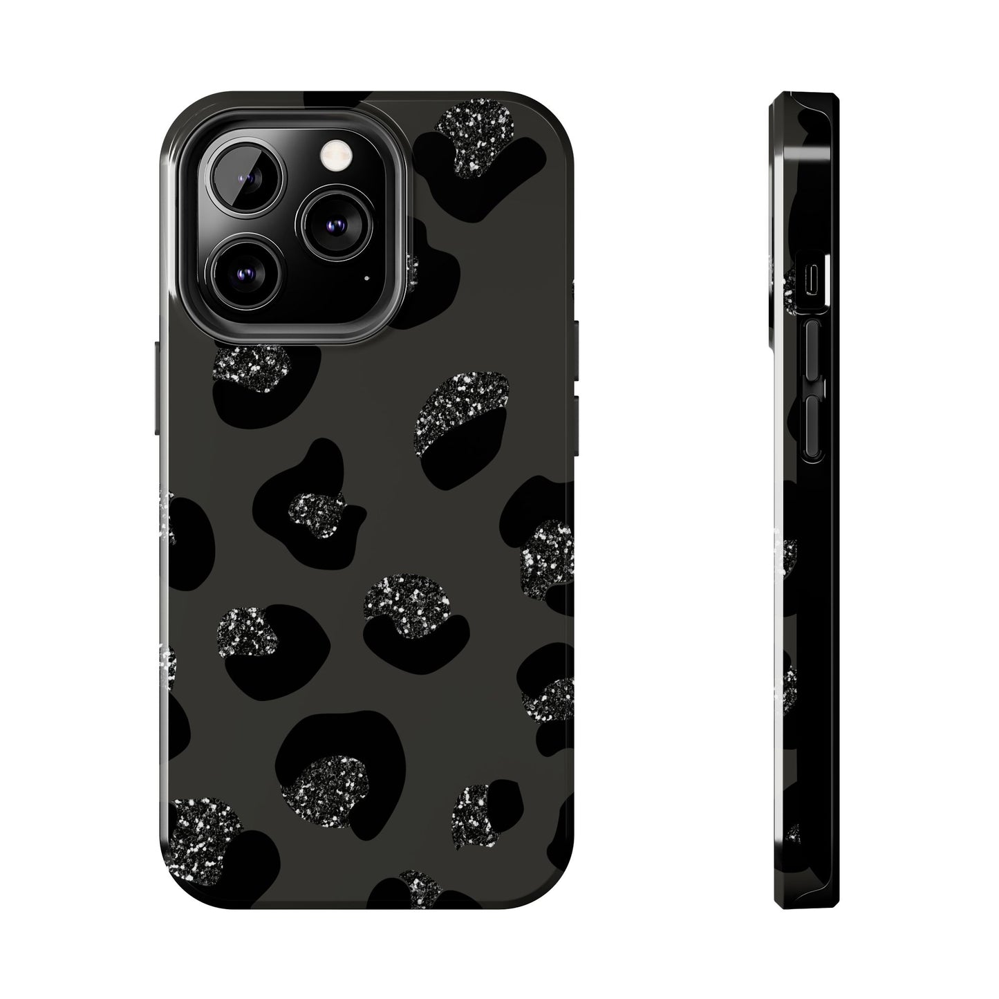 Black Glitter Leopard iPhone Tough Case