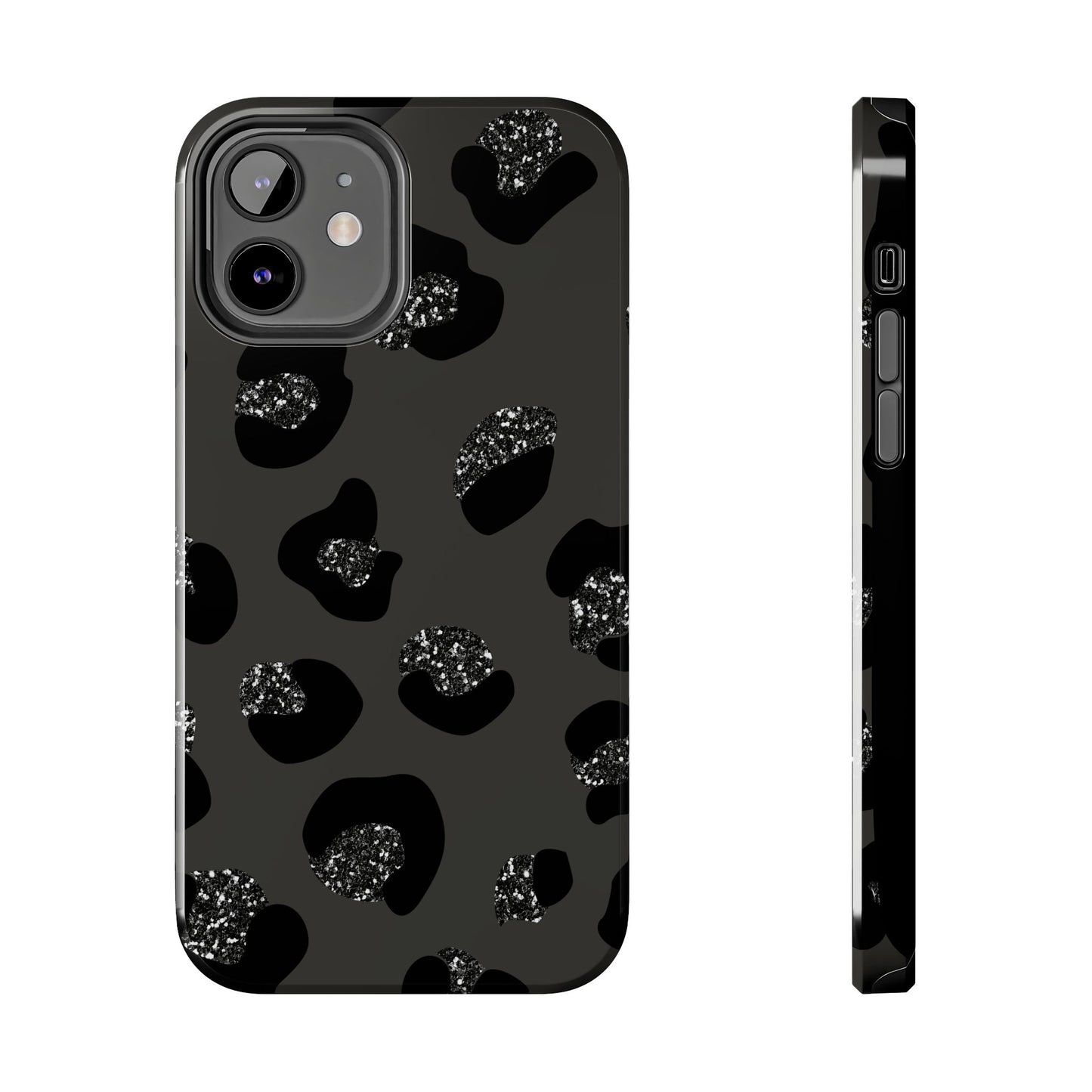 Black Glitter Leopard iPhone Tough Case