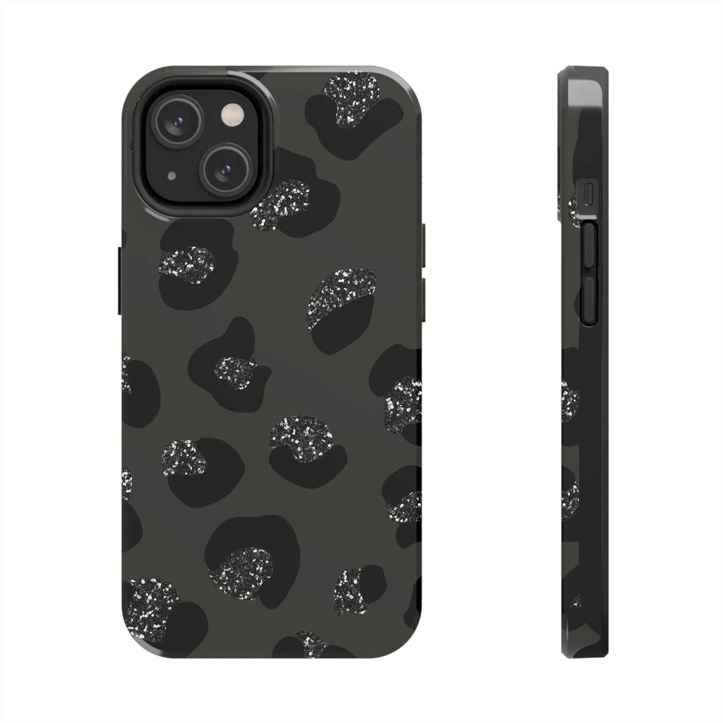 Black Glitter Leopard iPhone Tough Case