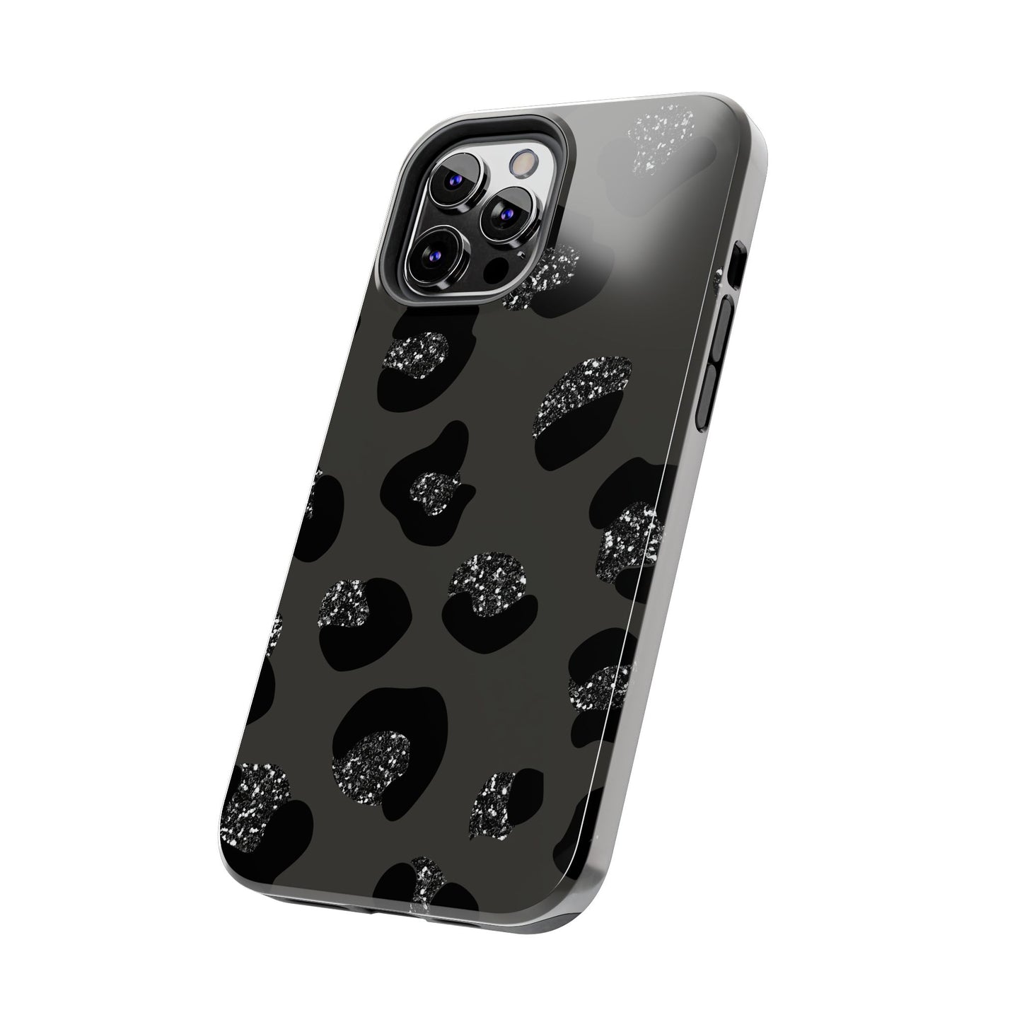 Black Glitter Leopard iPhone Tough Case