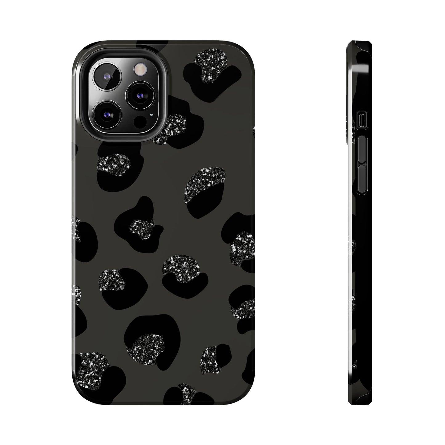 Black Glitter Leopard iPhone Tough Case