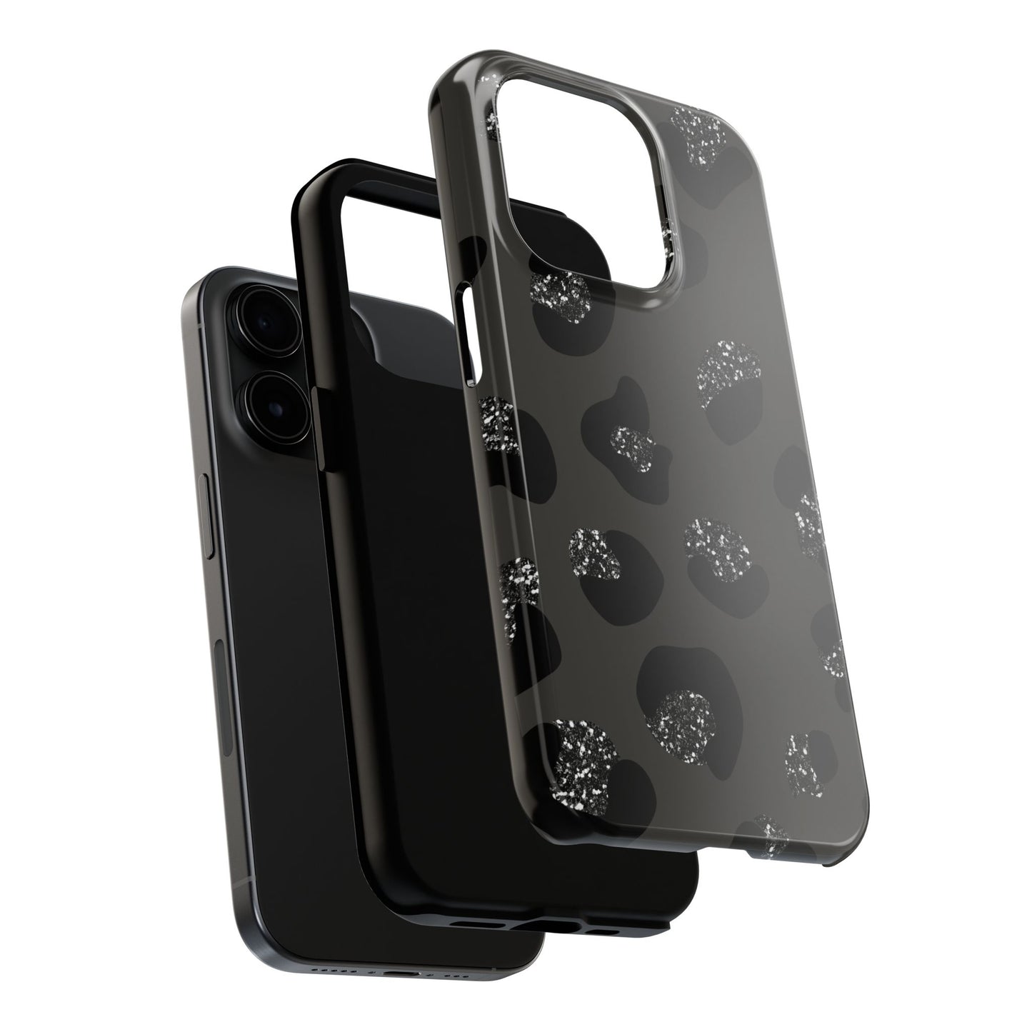 Black Glitter Leopard iPhone Tough Case