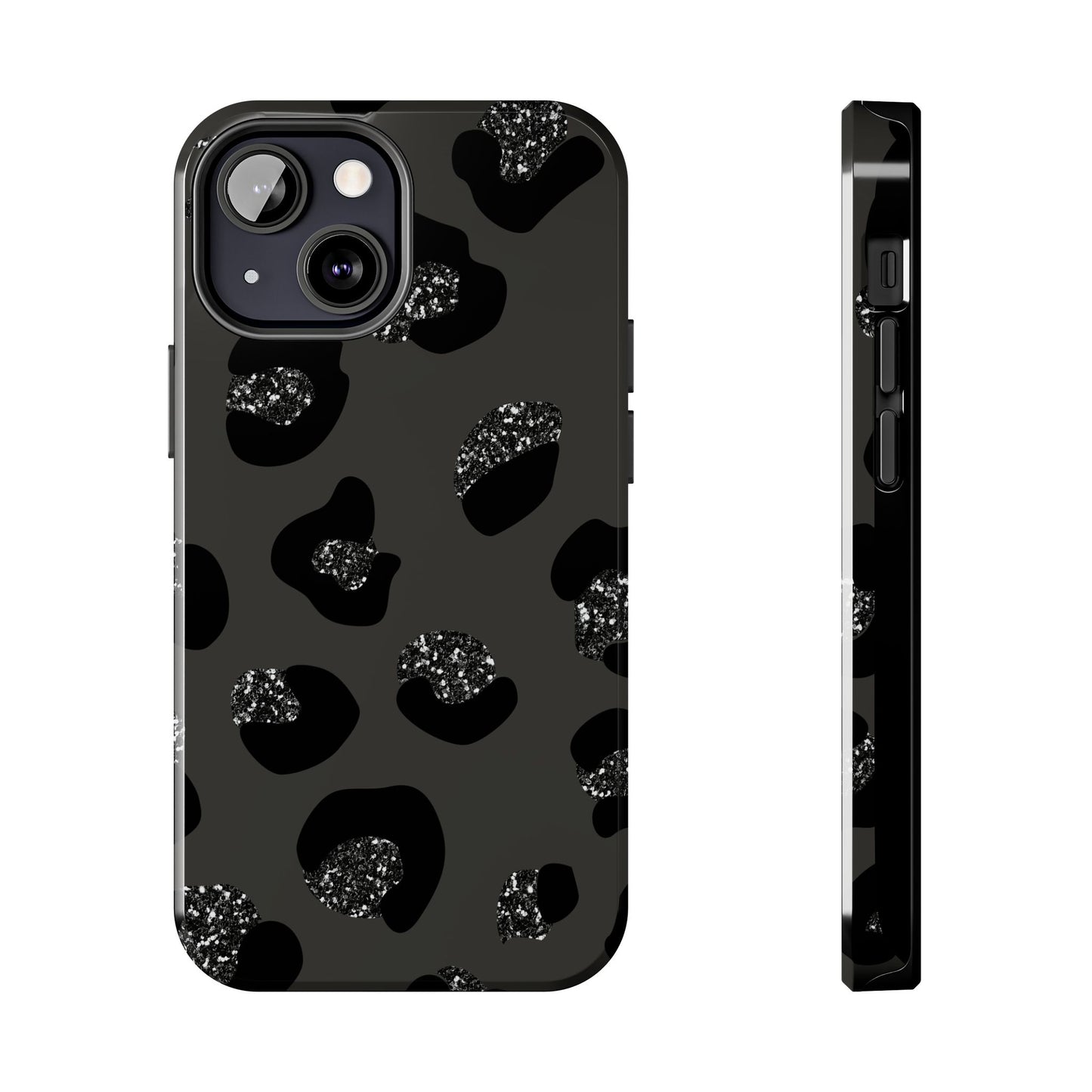Black Glitter Leopard iPhone Tough Case