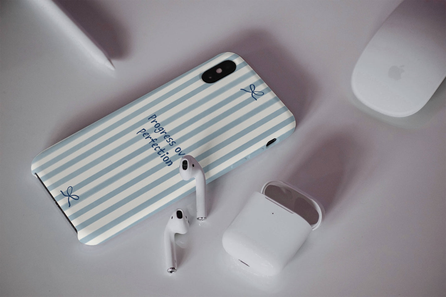 Progress Over Perfection Striped iPhone Case