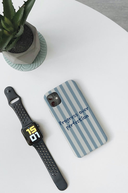 Progress Over Perfection Striped iPhone Case