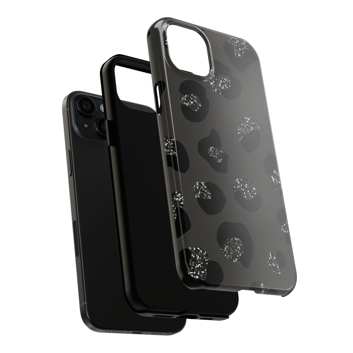 Black Glitter Leopard iPhone Tough Case
