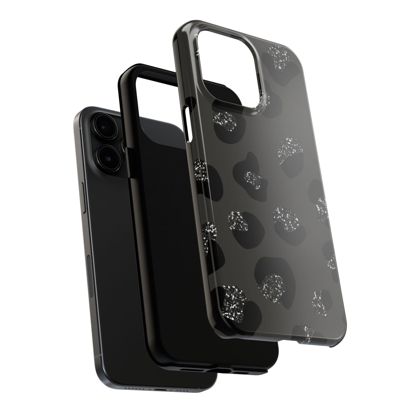 Black Glitter Leopard iPhone Tough Case