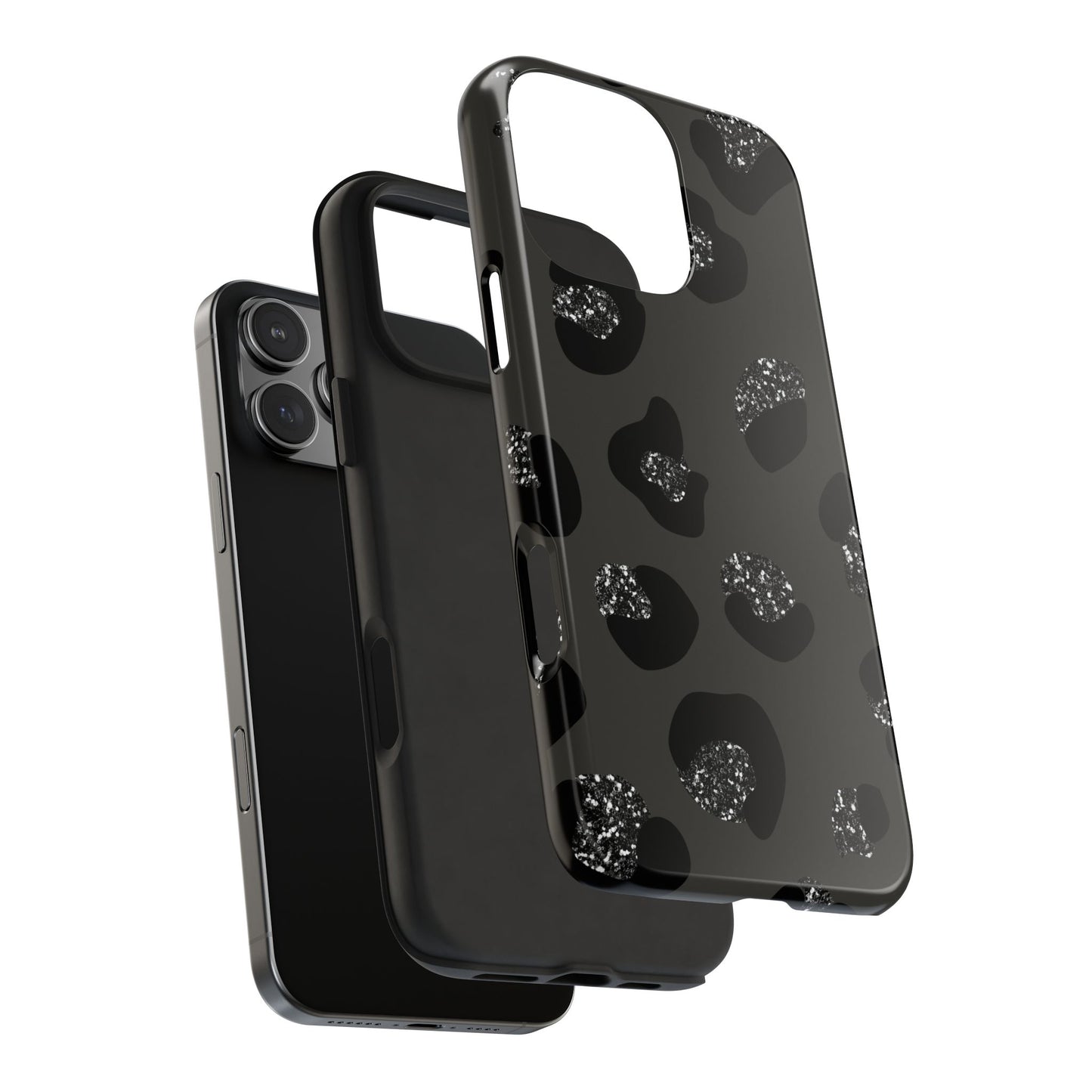 Black Glitter Leopard iPhone Tough Case