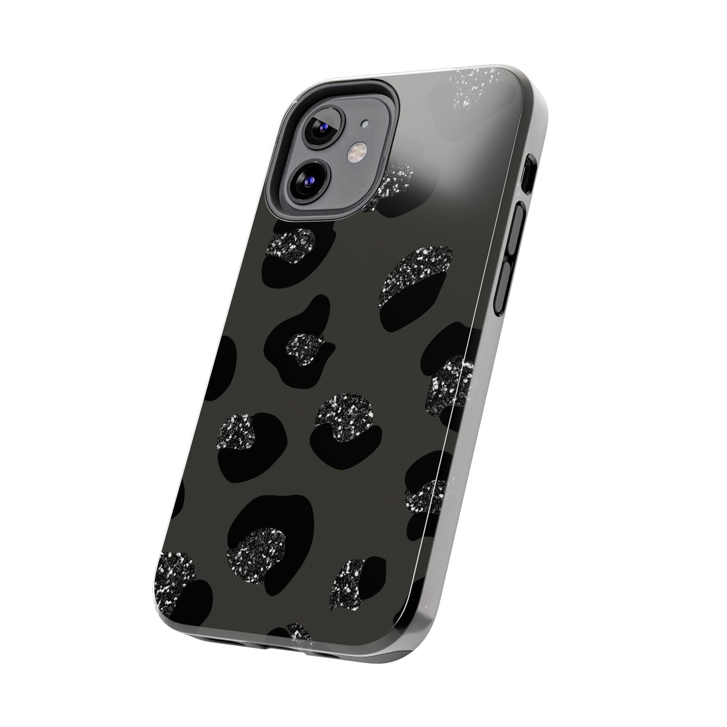 Black Glitter Leopard iPhone Tough Case