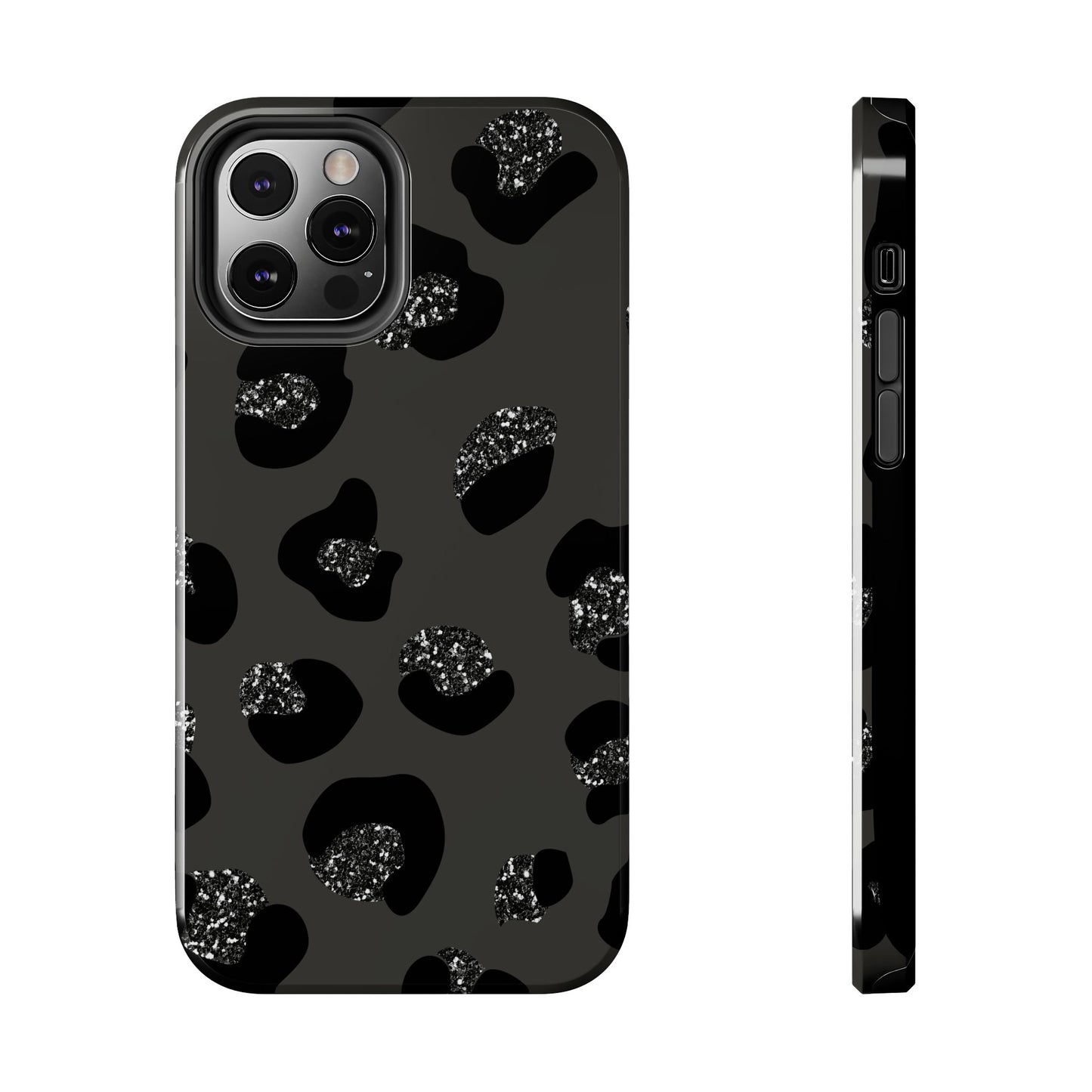 Black Glitter Leopard iPhone Tough Case