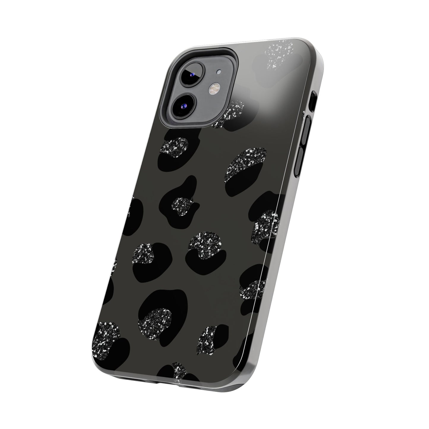 Black Glitter Leopard iPhone Tough Case