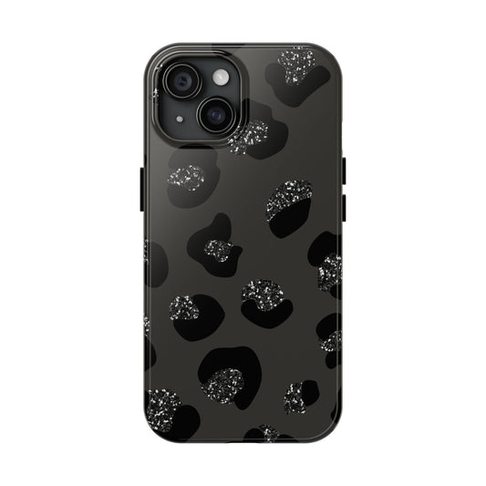 Black Glitter Leopard iPhone Tough Case