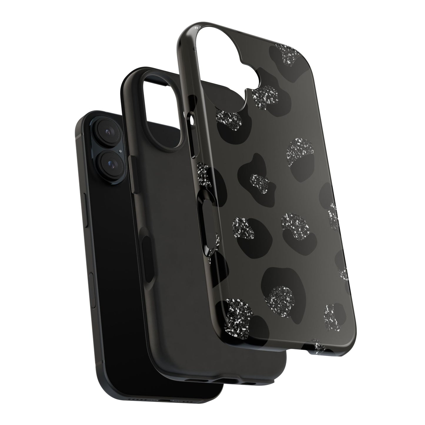 Black Glitter Leopard iPhone Tough Case