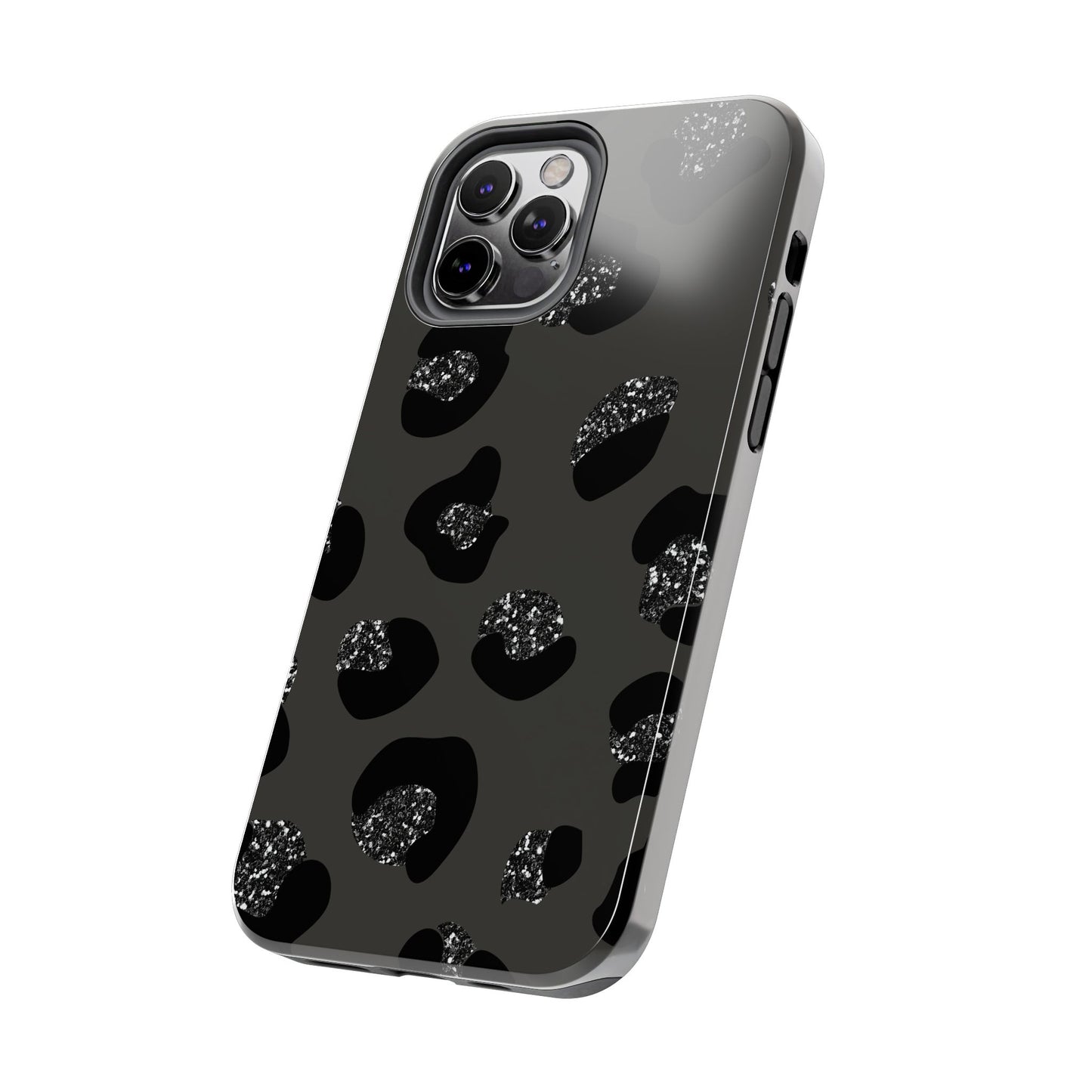 Black Glitter Leopard iPhone Tough Case