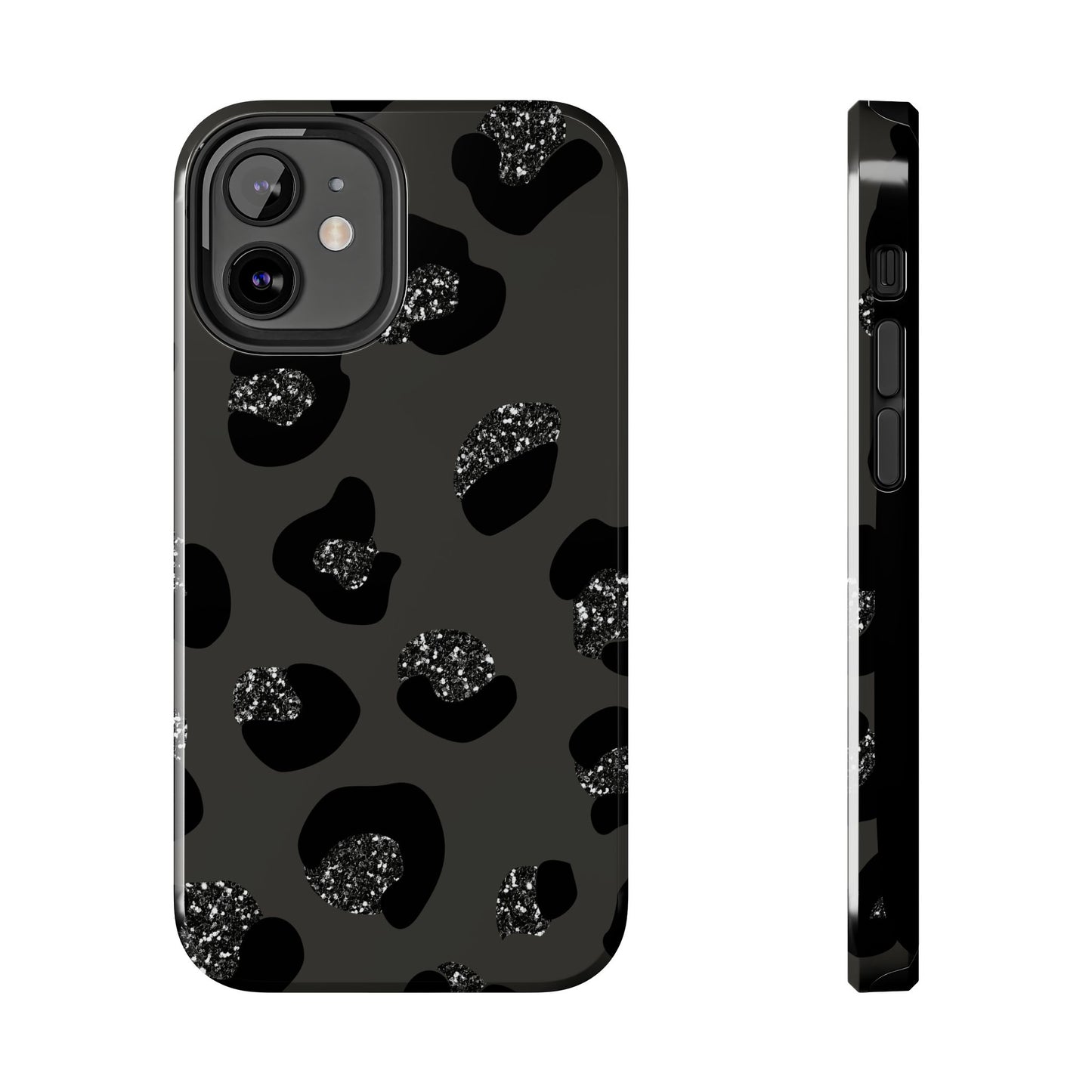 Black Glitter Leopard iPhone Tough Case