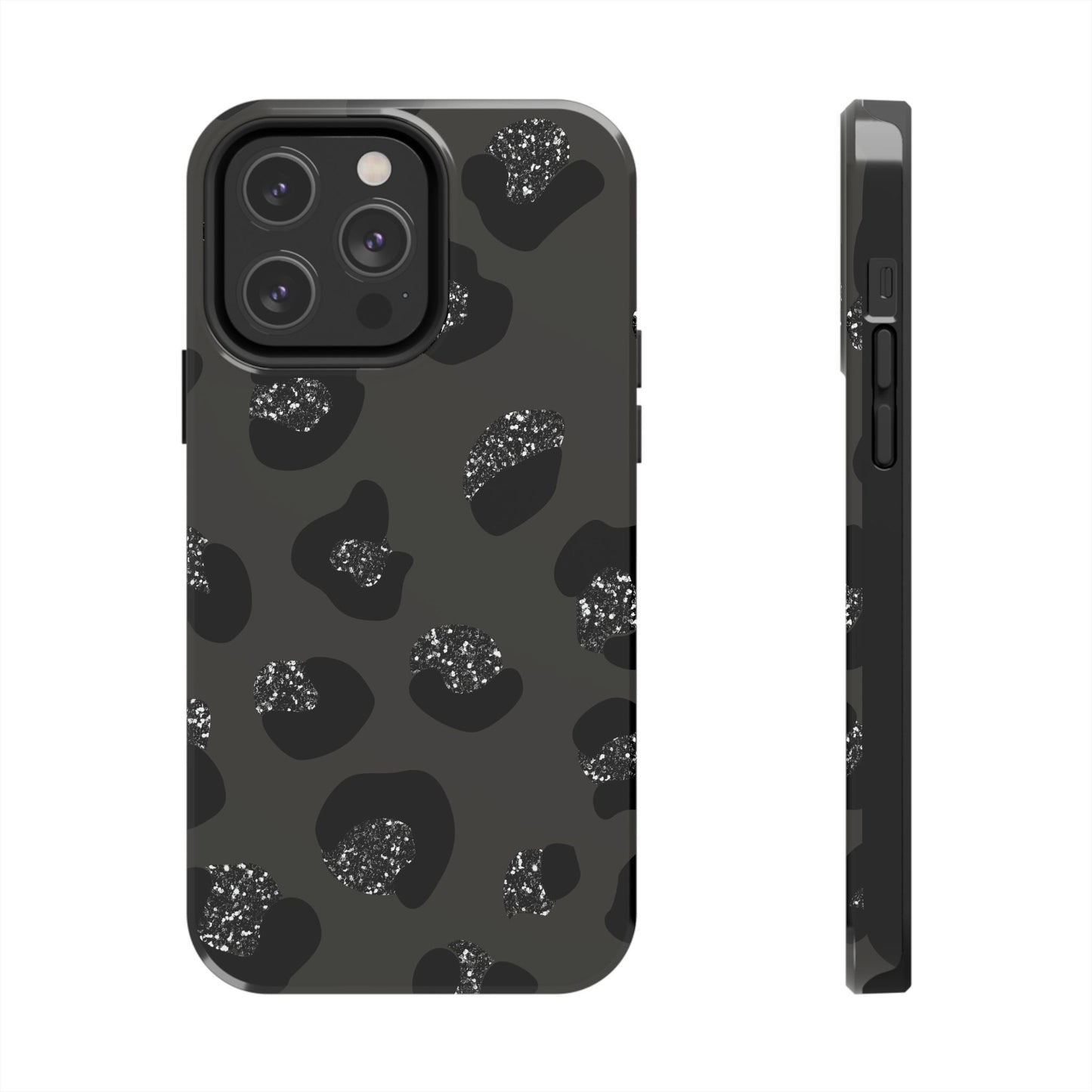 Black Glitter Leopard iPhone Tough Case