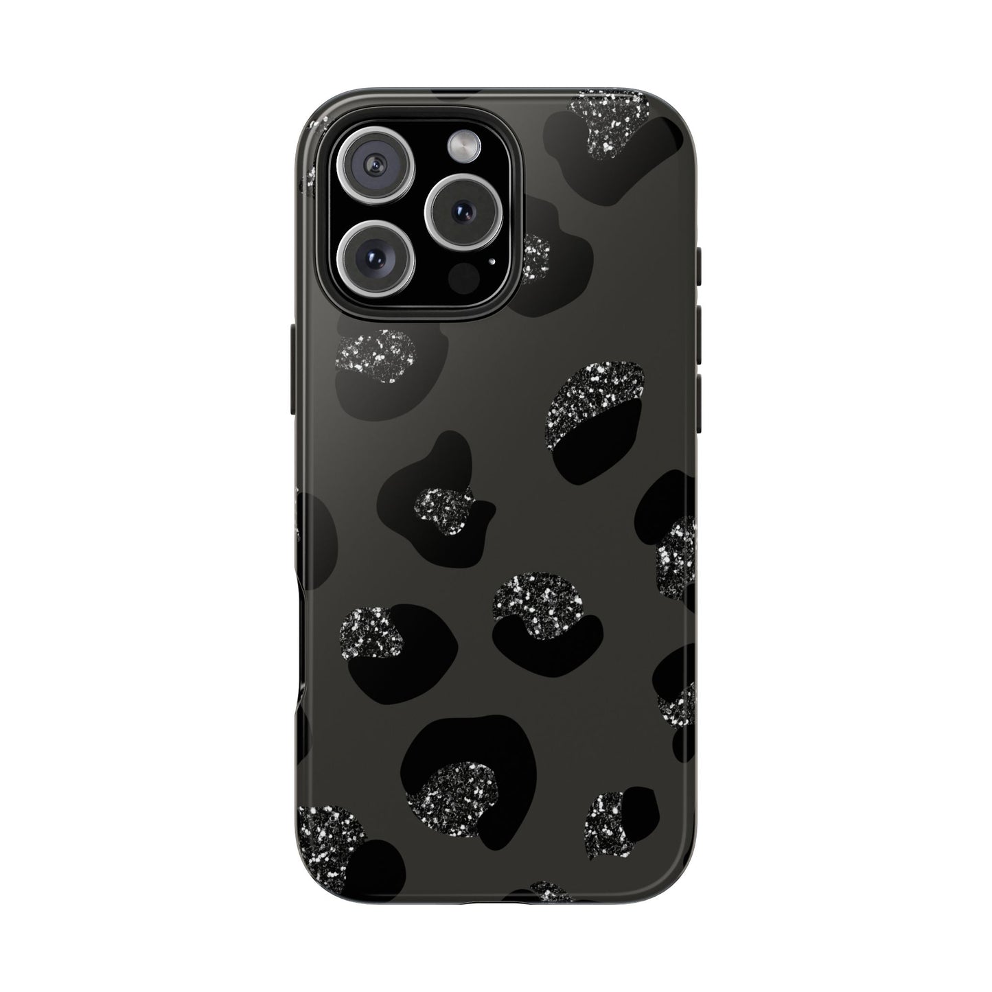 Black Glitter Leopard iPhone Tough Case