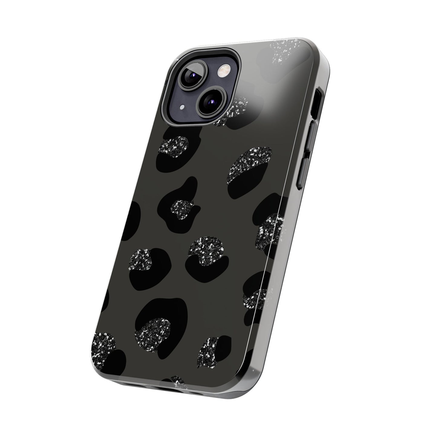 Black Glitter Leopard iPhone Tough Case