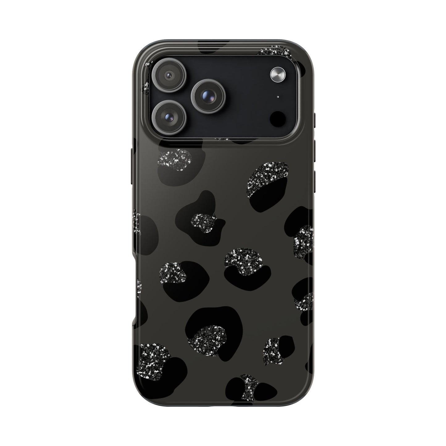 Black Glitter Leopard iPhone Tough Case