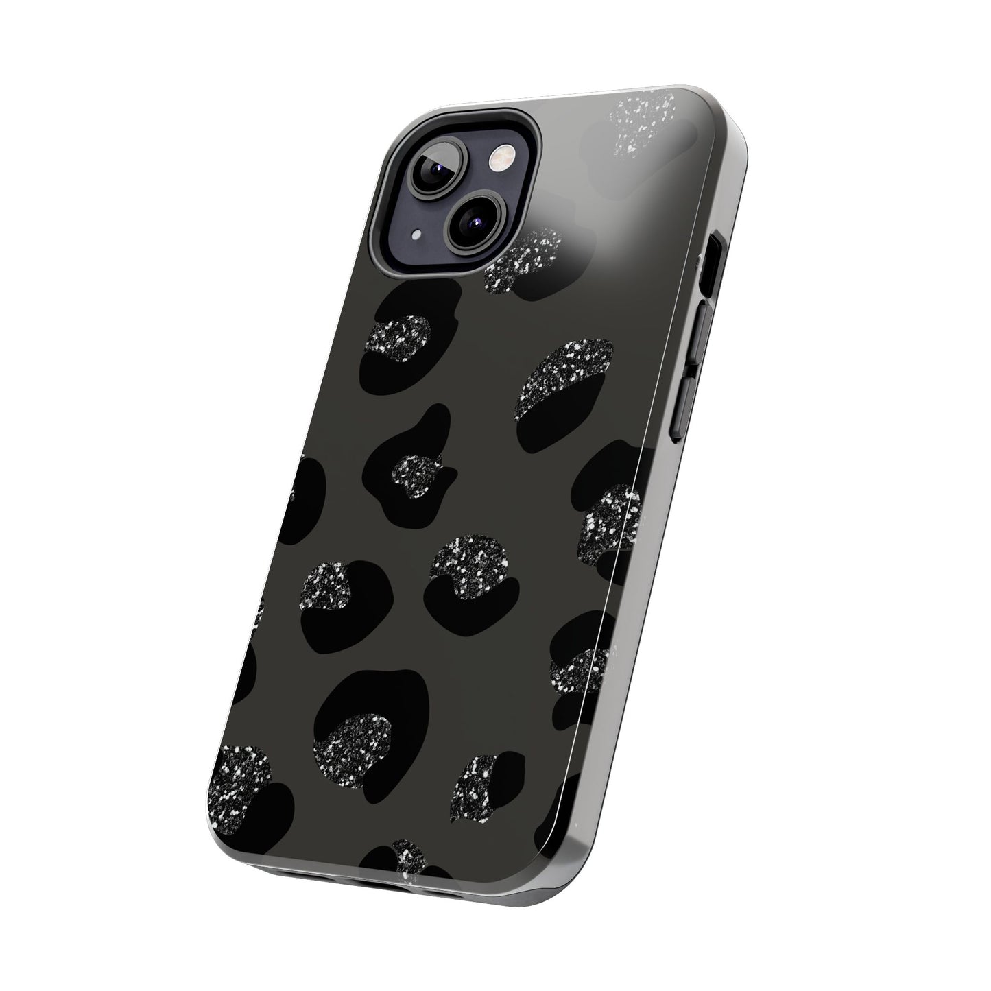 Black Glitter Leopard iPhone Tough Case