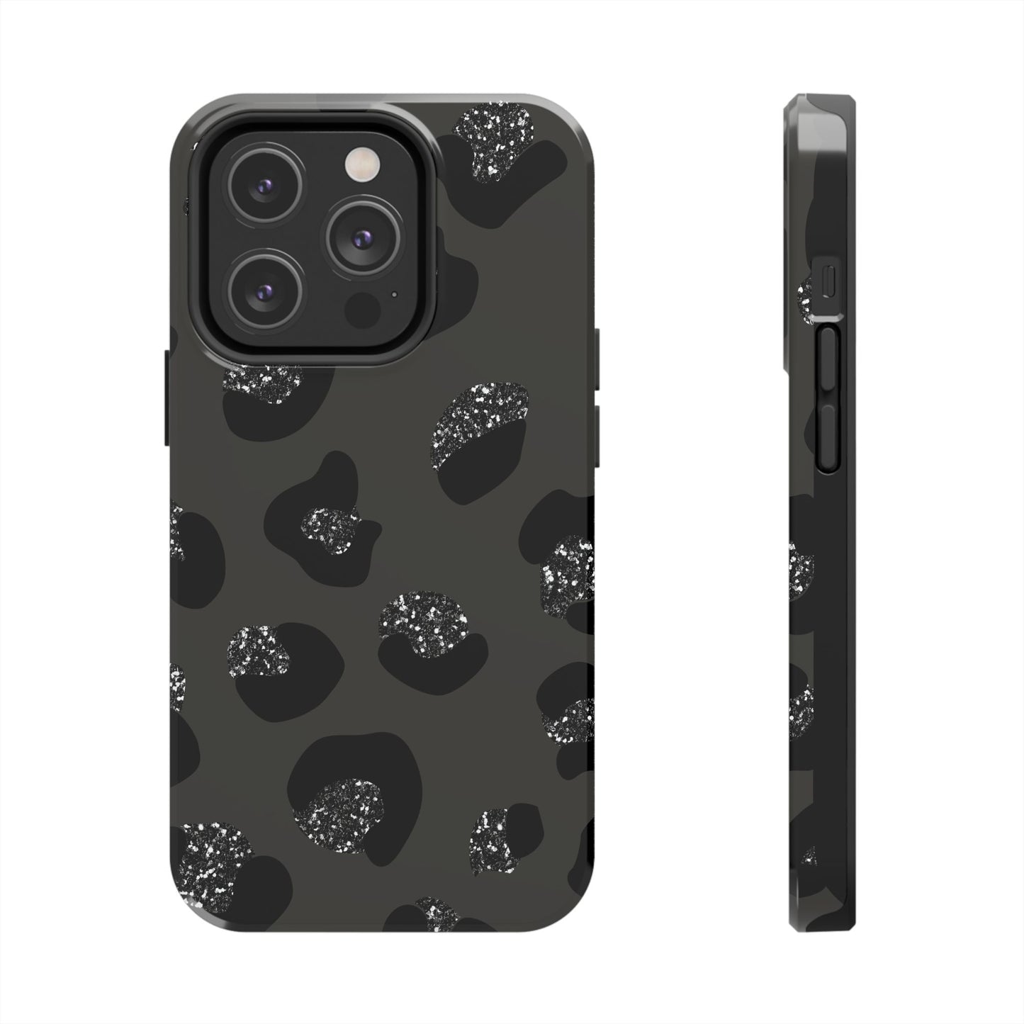 Black Glitter Leopard iPhone Tough Case