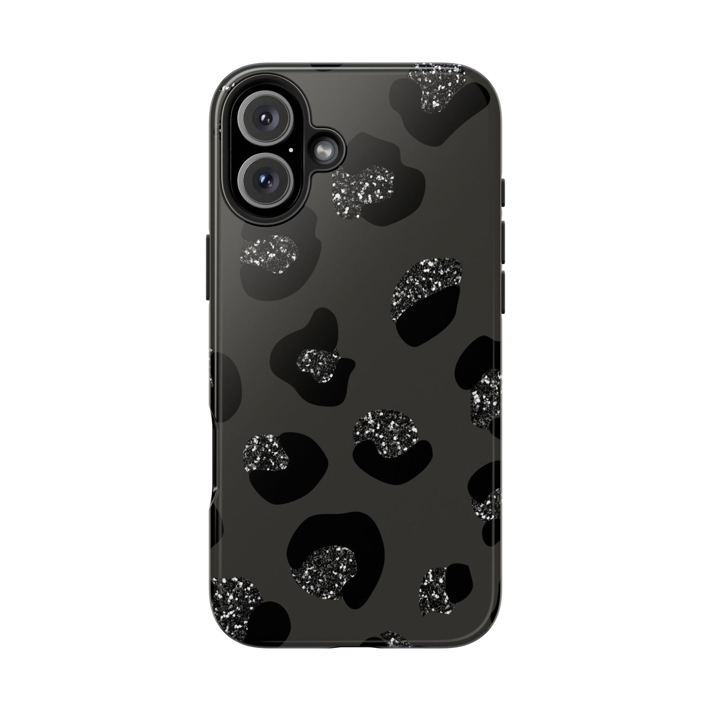 Black Glitter Leopard iPhone Tough Case