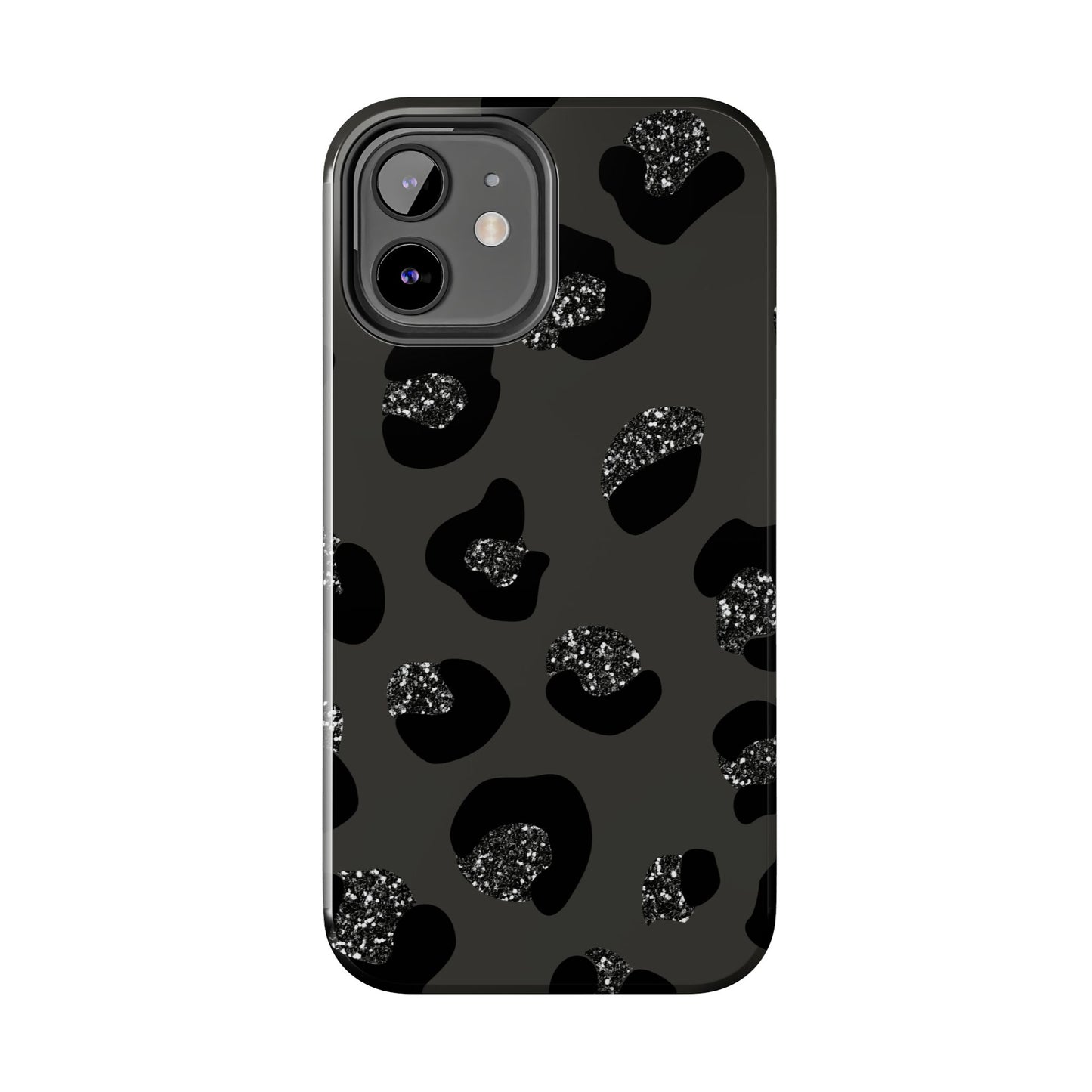 Black Glitter Leopard iPhone Tough Case
